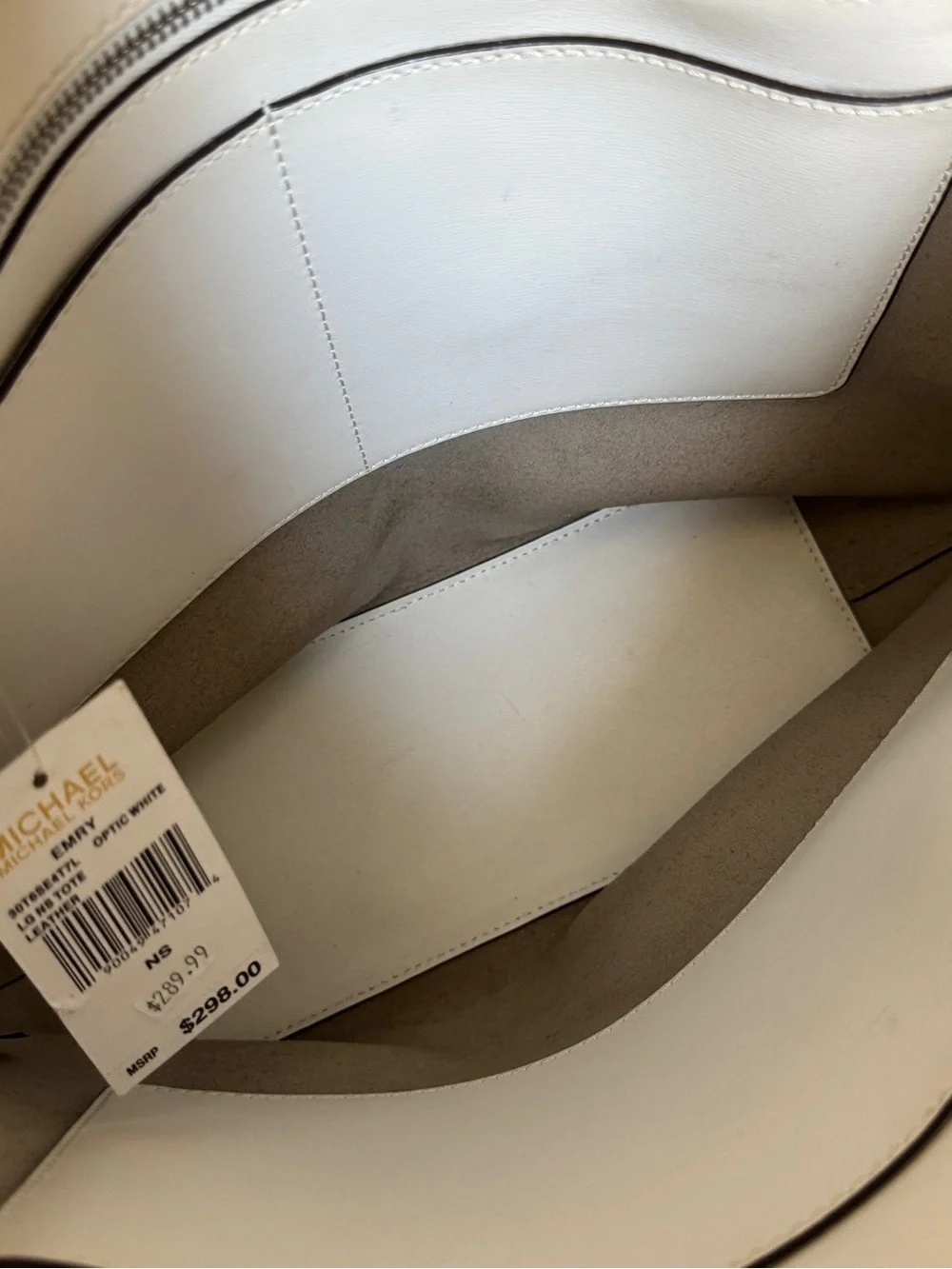 Preowned Vintage Michael Kors Emry Large Leather Tote Optic White 30t6se4t71